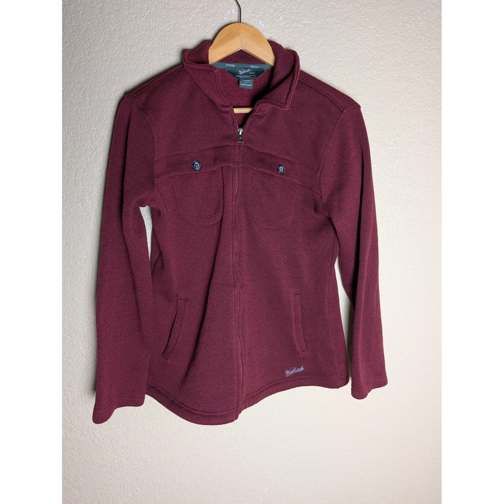 Woolrich Women's L Burgundy Full Zip Sweater Jacket Fleece Outdoor Cottagecore
